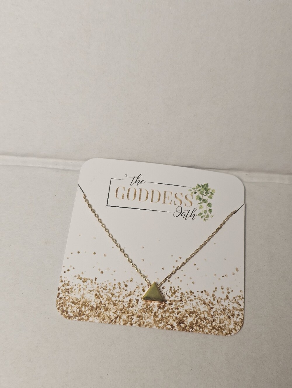 NWT Gold Triangle Pendant Necklace Gold Dipped Hand Made In Korea 15.5" 16.5"